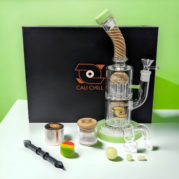 Cali Chill - Curved Neck Pairfect Matrix Perc W/ Ice Pinch Water Pipe Kit [WP-2354]